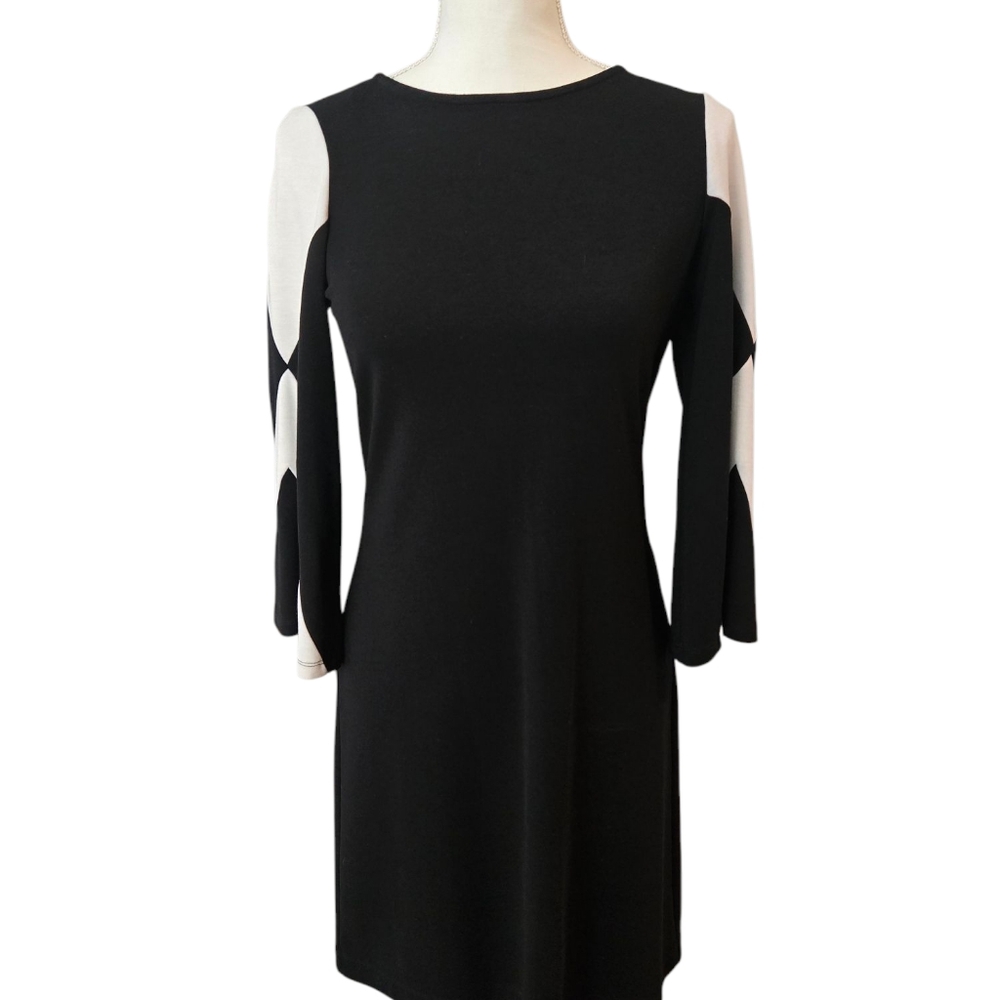 Boston Proper Black and White Long Sleeve Dress